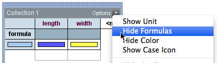 Show formula in table